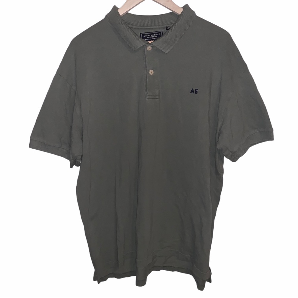 Vintage 90s AEO Basic Mossy Green Polo Shirt